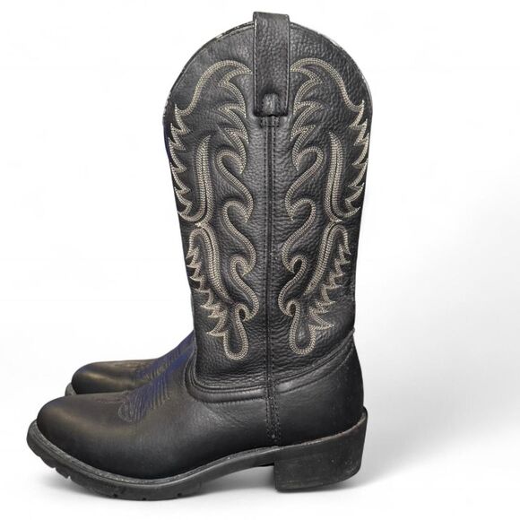 Dan Post Black Leather Western Cowboy Boots Size 8.5D DP69630 Oil Resistant - Picture 2 of 7